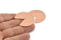 Bakır Daire Charm, 2 Delikli 4 Ham Bakır Pizza Dilimi Charm, Kolye Uçları, Bulgular (37x34x0,80 mm) M256