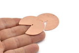 Copper Circle Charm, 4 Raw Copper Pizza Slice Charms With 2 Holes, Pendants, Findings (37x34x0.80mm) M256