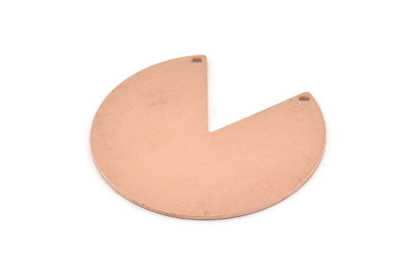 Bakır Çember Tılsım, 2 Delikli 4 Ham Bakır Pizza Dilimi Tılsımı, Kolye Uçları, Bulgular (37x34x0,80 mm) M257