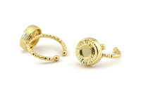 Gold Ring Settings, Gold Plated Brass Round Ring With 1 Stone Setting - Pad Size 6mm N1101