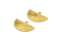 Semi Circle Charm, 2 Gold Plated Brass Half Moon Charms With 1 Loop, Findings, Pendants (22x14x1.2mm) N1091 Q1026