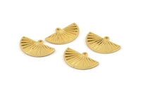 Semi Circle Charm, 2 Gold Plated Brass Half Moon Charms With 1 Loop, Findings, Pendants (22x14x1.2mm) N1091 Q1026