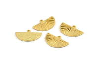 Semi Circle Charm, 2 Gold Plated Brass Half Moon Charms With 1 Loop, Findings, Pendants (22x14x1.2mm) N1091 Q1026