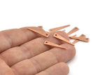 Copper Triangle Charm, 50 Raw Copper Triangle Charms With 1 Hole, Blanks (20x4.5x0.80mm) M263