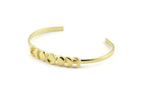 Brass Moon Cuff,  Raw Brass Moon Phases Cuff Stone Setting With 1 Pad -  Pad Size 6mm N1342