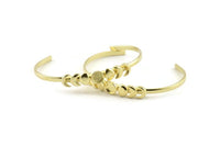 Brass Moon Cuff,  Raw Brass Moon Phases Cuff Stone Setting With 1 Pad -  Pad Size 6mm N1342