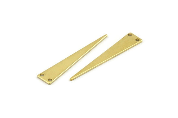 Brass Triangle Charm, 24 Raw Brass Triangle Charms With 2 Holes, Blanks (34x6.5x0.80mm) A1466