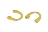 U Shape Charm, 12 Raw Brass U Shape Pendants With 3 Holes, Connectors, Findings (26x24x0.80mm) A1474