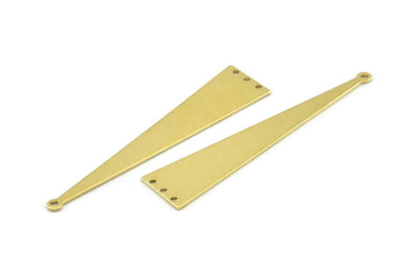 Brass Triangle Charm, 12 Raw Brass Triangle Charms With 4 Holes, Blanks (60x13x0.80mm) A1472