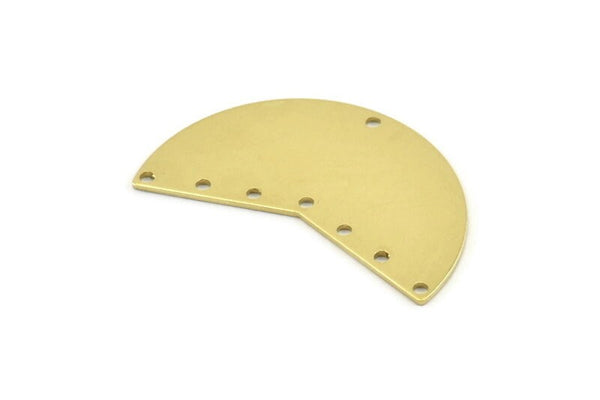Brass Moon Charm, 6 Raw Brass Moon Charms With 8 Holes, Blanks (38x18x0.80mm) M392