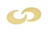 Brass Moon Charm, 4 Raw Brass Crescent Moon Charms With 2 Holes (42x16x0.80mm) M395