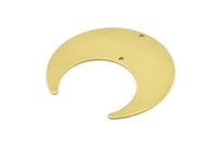 Brass Moon Charm, 4 Raw Brass Crescent Moon Charms With 2 Holes (42x16x0.80mm) M394