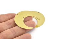 Brass Moon Charm, 4 Raw Brass Crescent Moon Charms With 2 Holes (42x16x0.80mm) M394
