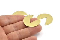 Brass Circle Charm, 8 Raw Brass Pizza Slice Charms With 2 Holes, Blanks, Findings (30x26x0.80mm) M398