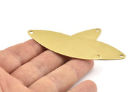Brass Marquise Charm, 6 Raw Brass Marquise Charms With 2 Holes, Blanks, Findings (62x22x0.60mm) D1638