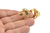 Gold Ring Setting,  Gold Plated Brass Moon And Planet Ring With 1 Stone Settings - Pad Size 6mm N1273