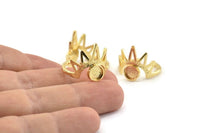 Gold Ring Setting, Gold Plated Brass King Crown Adjustable Rings With 1 Stone Settings - Pad Size 6mm N1278 Q1106