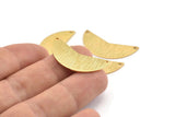 Gold Moon Charm, 2 Textured Gold Plated Brass Moon Charms With 2 Holes, Blanks (31x11x0.80mm) M200