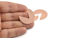 Copper Circle Blank, 6 Raw Copper Pizza Slice Stamping Blanks, Findings (30x26x0.80mm) M288
