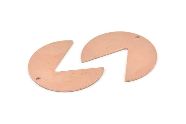 Copper Circle Charm, 6 Raw Copper Pizza Slice Charms With 1 Hole, Blanks (30x26x0.80mm) M289