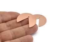 Bakır Daire Charm, 2 Delikli 6 Ham Bakır Pizza Dilimi Charm, Boşluklar (30x26x0,80 mm) M290