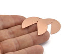Bakır Daire Charm, 2 Delikli 6 Ham Bakır Pizza Dilimi Charm, Boşluklar (30x26x0,80 mm) M290