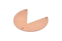 Bakır Daire Charm, 3 Delikli 6 Ham Bakır Pizza Dilimi Charm, Boşluklar (30x26x0,80 mm) M292