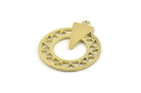 Brass Charm, 2 - Raw Brass, Pendant, Brass Earring, With 1 Loop, Findings (35x29x1.2mm) N1287