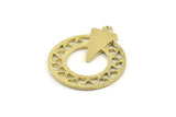 Brass Charm, 2 - Raw Brass, Pendant, Brass Earring, With 1 Loop, Findings (35x29x1.2mm) N1287