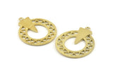 Brass Charm, 2 - Raw Brass, Pendant, Brass Earring, With 1 Loop, Findings (35x29x1.2mm) N1287