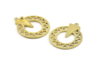 Brass Charm, 2 - Raw Brass, Pendant, Brass Earring, With 1 Loop, Findings (35x29x1.2mm) N1287