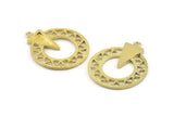 Brass Charm, 2 - Raw Brass, Pendant, Brass Earring, With 1 Loop, Findings (35x29x1.2mm) N1287