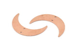 Copper Moon Charm, 10 Raw Copper Crescent Moon Charms With 2 Holes, Stamping Blanks (35x9x0.80mm) M306