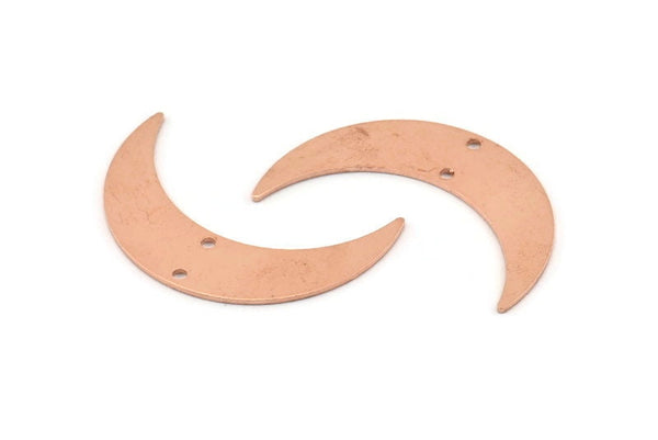 Copper Moon Charm, 10 Raw Copper Crescent Moon Charms With 2 Holes, Stamping Blanks (35x9x0.80mm) M306