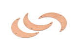 Copper Moon Charm, 10 Raw Copper Crescent Moon Charms With 3 Holes, Stamping Blanks (35x9x0.80mm) M305