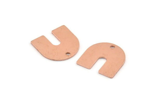 U Shaped Charm, 12 Raw Copper U Shaped Charms With 1 Hole, Stamping Blanks, Findings (15x0.80mm) M312
