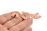 U Shaped Charm, 12 Raw Copper U Shaped Charms With 3 Holes, Stamping Blanks, Findings (15x0.80mm) M313