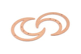 Copper Moon Charm, 6 Raw Copper Crescent Moon Charms With 4 Holes, Connectors (42x16x0.80mm) M303