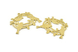 Brass Bird Charm, 2 Raw Brass Bird Pendants With 1 Loop (31x37x1.2mm) N1309