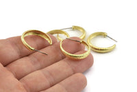 Earring Studs, 4 Raw Brass -  Circle Stud Earrings - Brass Earrings - Circle Earrings (24x5mm) N1307