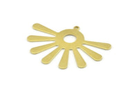 Brass Sun Charm, 10 Raw Brass Sunshine Pendants With 1 Loop, Findings (44x32x0.80mm) A1475