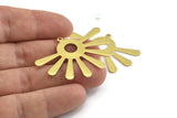 Brass Sun Charm, 10 Raw Brass Sunshine Pendants With 1 Loop, Findings (44x32x0.80mm) A1475