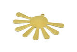 Brass Sun Charm, 8 Raw Brass Sunshine Pendants With 1 Loop, Findings (44x32x0.80mm) A1476