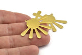 Brass Sun Charm, 8 Raw Brass Sunshine Pendants With 1 Loop, Findings (44x32x0.80mm) A1476