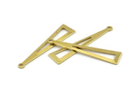 Brass Triangle Charm, 24 Raw Brass Triangle Charms With 1 Hole, Findings (40x9x0.80mm) A1479