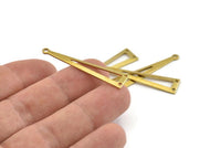 Brass Triangle Charm, 24 Raw Brass Triangle Charms With 3 Holes, Findings (40x9x0.80mm) A1477