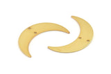Gold Moon Charm, 2 Gold Plated Brass Crescent Moon Charms With 2 Holes, Connectors (35x9x0.80mm) M171