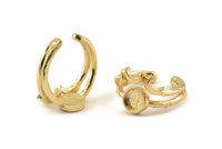 Gold Ring Setting, Gold Plated Brass Moon And Planet Ring With 1 Stone Settings - Pad Size 6mm N1275 Q0849