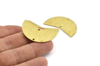 Brass Moon Charm, 6 Textured Raw Brass Moon Charms With 2 Holes, Blanks (38x18x0.80mm) M373