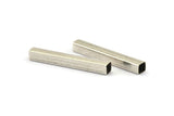 Silver Tube Beads - 10 Antique Silver Plated Brass Square Tubes (40x5x5mm) Sq04 Brc280 H1202